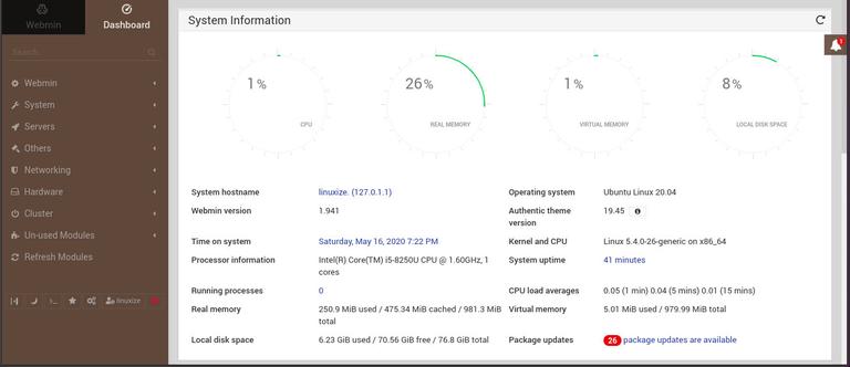 Webmin Dashboard