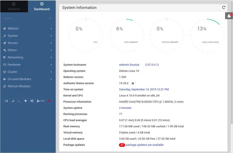 Webmin Dashboard