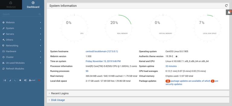 Webmin Dashboard